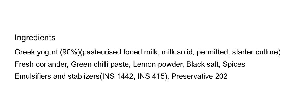 Mint Chutney Greek Yogurt Dip | Spread | Dressing 280gm