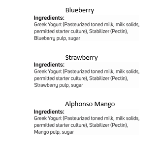 Combo pack ingredients